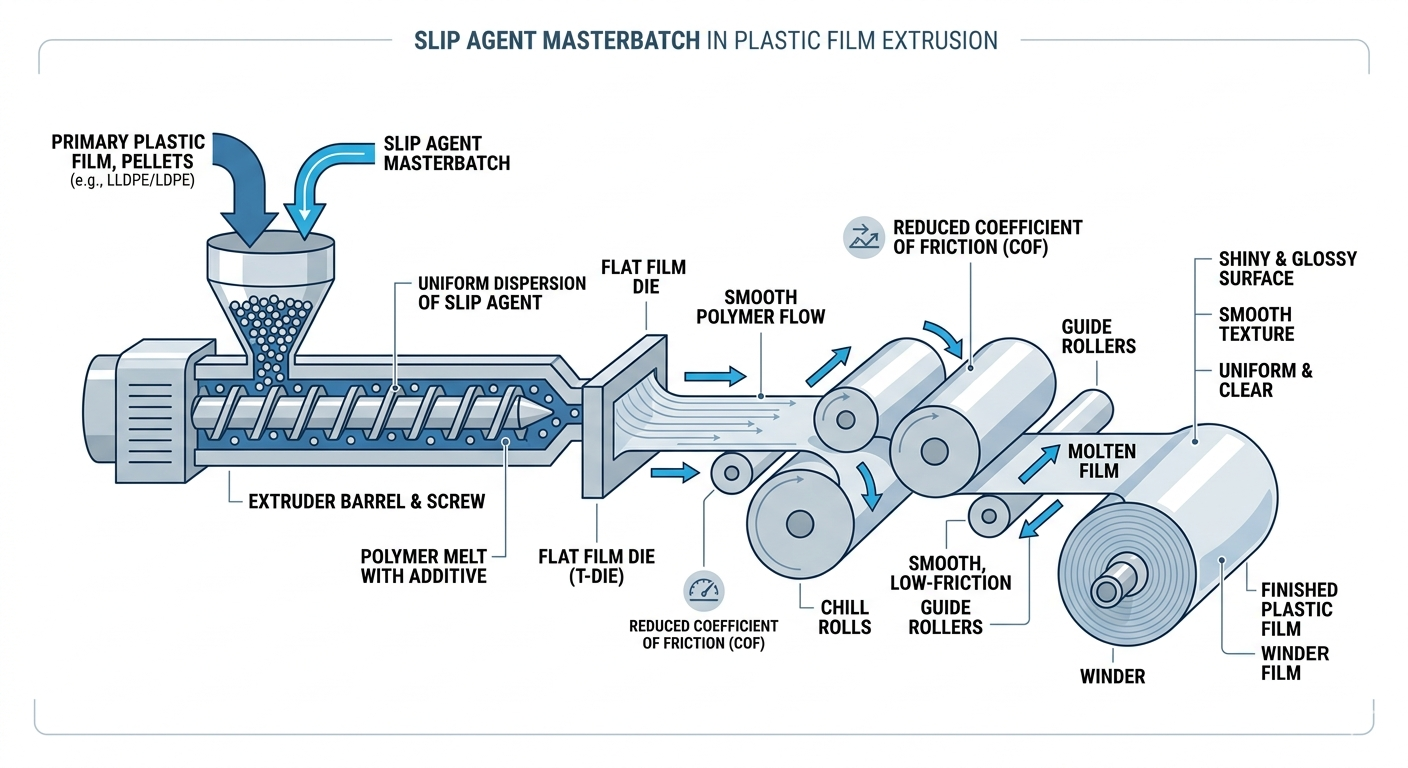 Slip agents are specifically designed to reduce surface friction and improve processing efficiency.