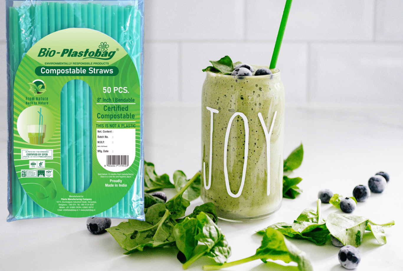 Compostable straws — eco-friendly replacement for plastic straws, ideal for food service and beverages.