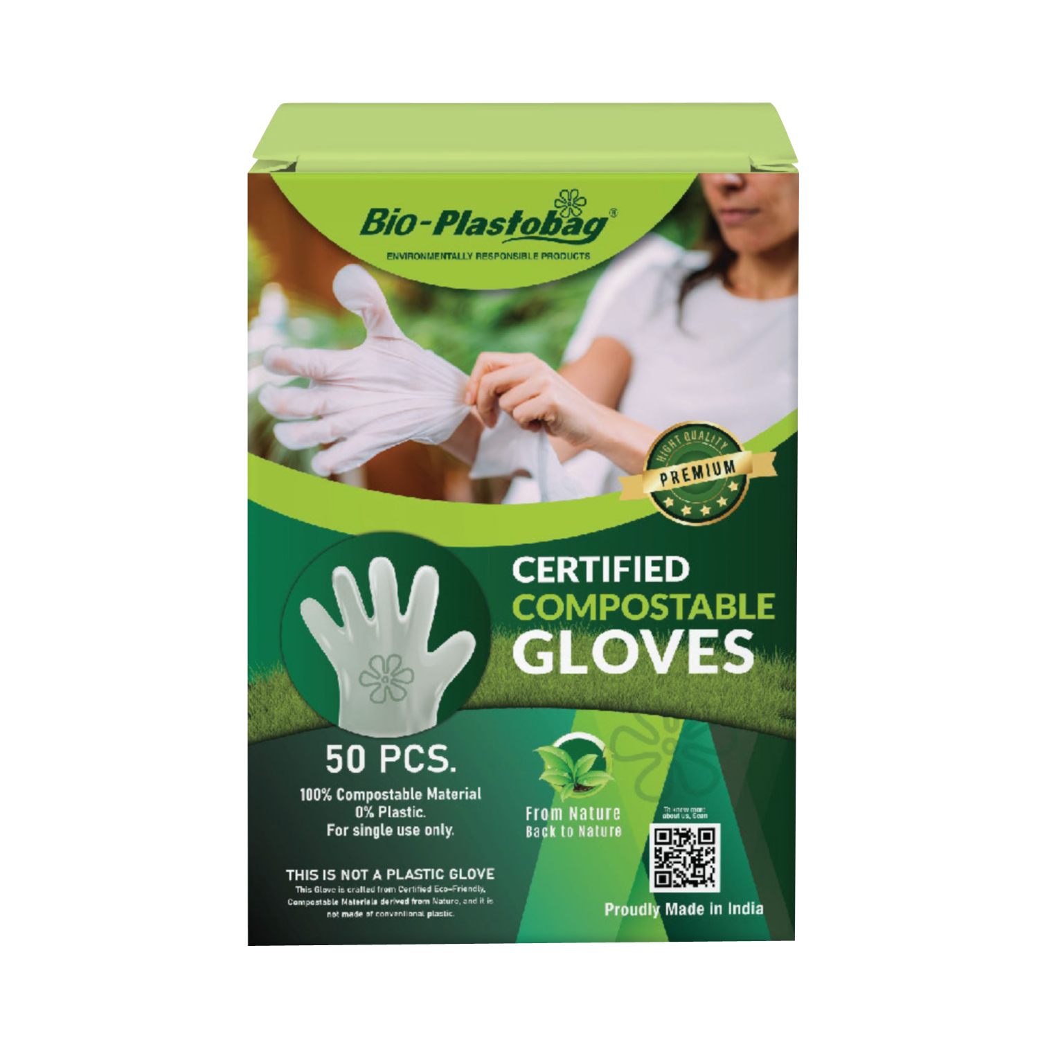 Compostable disposable gloves — hygienic and eco-friendly for food handling, hospitality, retail, healthcare, cleaning, and light industrial use.